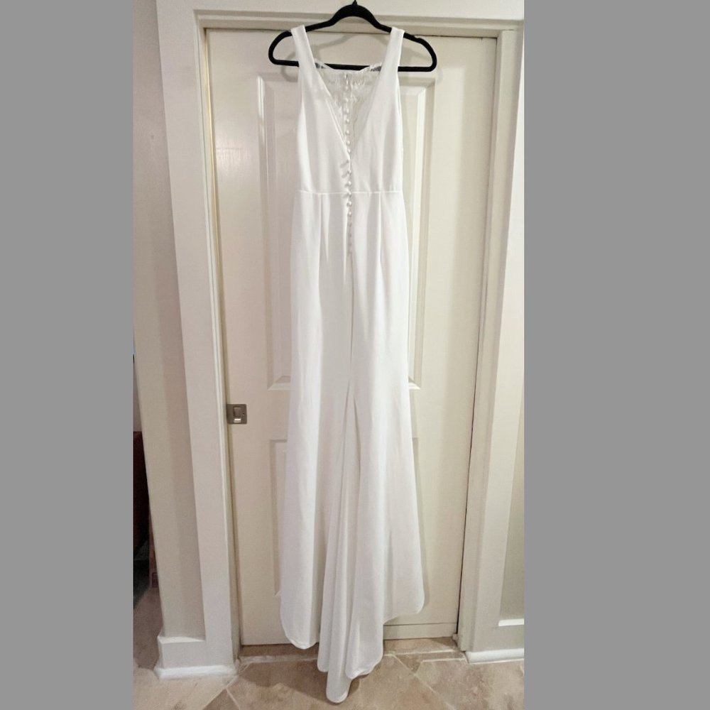 Lulu's Long-Lasting Love Ivory Lace V-Neck Mermaid Dress - Picture 4 of 15